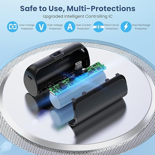 Miniatura 7 de Mini cargador portátil de 5200 mAh, cargador de batería PD de carga rápida USB C, cargador de teléfono portátil para Android, batería ultra compacta