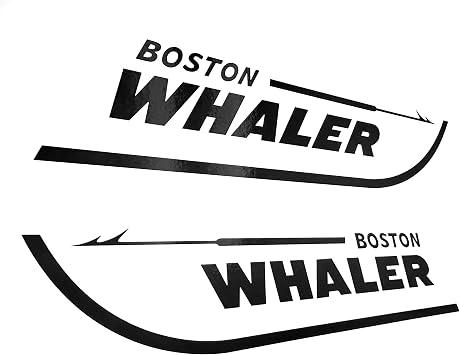 Set of 2 Boston Whaler Decals for Boat Hull, Marine Grade Restoration Sticker kit Black, 12 inches