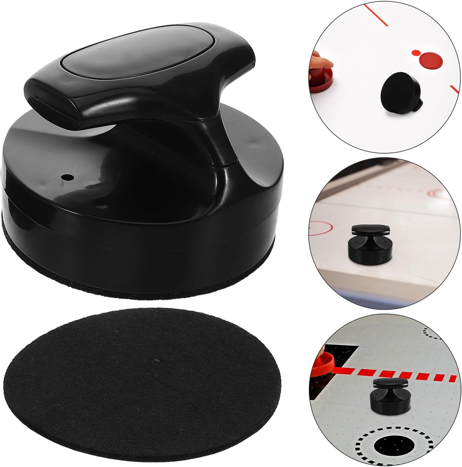 Air Hockey Pusher Replacement Kit Easy Replacement with Self-Adhesive Lint Pads, Universal Fit Abs Material for Air Hockey Table Accessories