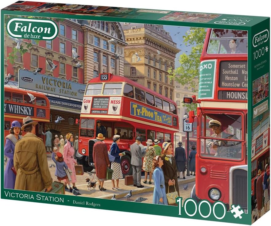 Falcon Victoria Station - 1000 Piece Jigsaw Puzzle for Adults - Beautifully Illustrated 1000Pc Adults Jigsaw Puzzle, Fun Activity for at Home, Puzzles for Rainy Days, Birthday Jumbo