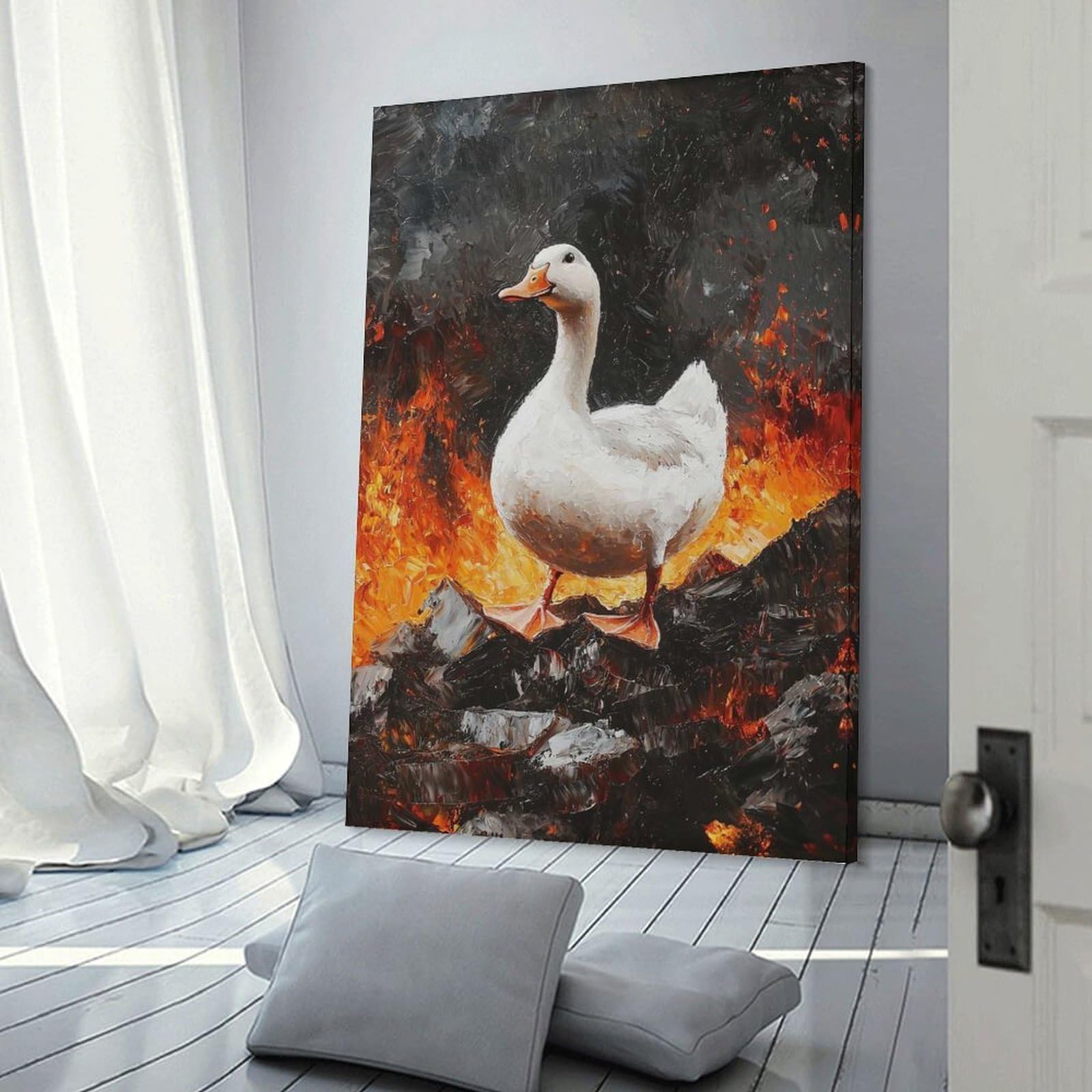 Junmoney White Duck in Lava Home Decor Wall Art, 20x30inch(50x75cm), for Wall Displays, Bedrooms Or Room Updates, Ideal for Building A Coordinated Art Wall
