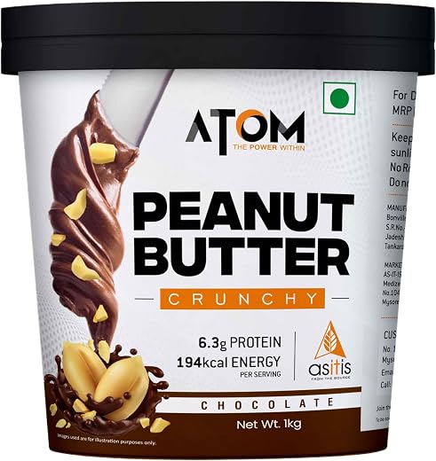 AS-IT-IS ATOM Chocolate Peanut Butter Crunchy 1Kg | Gluten Free | Cholesterol Free…