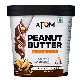 AS-IT-IS Atom Chocolate Peanut Butter Crunchy 1kg/35.2 Oz | Gluten Free 100% Plant-based Dairy-free Zero Transfats, Zero Cholesterol Made of Fresh, Roasted Peanuts