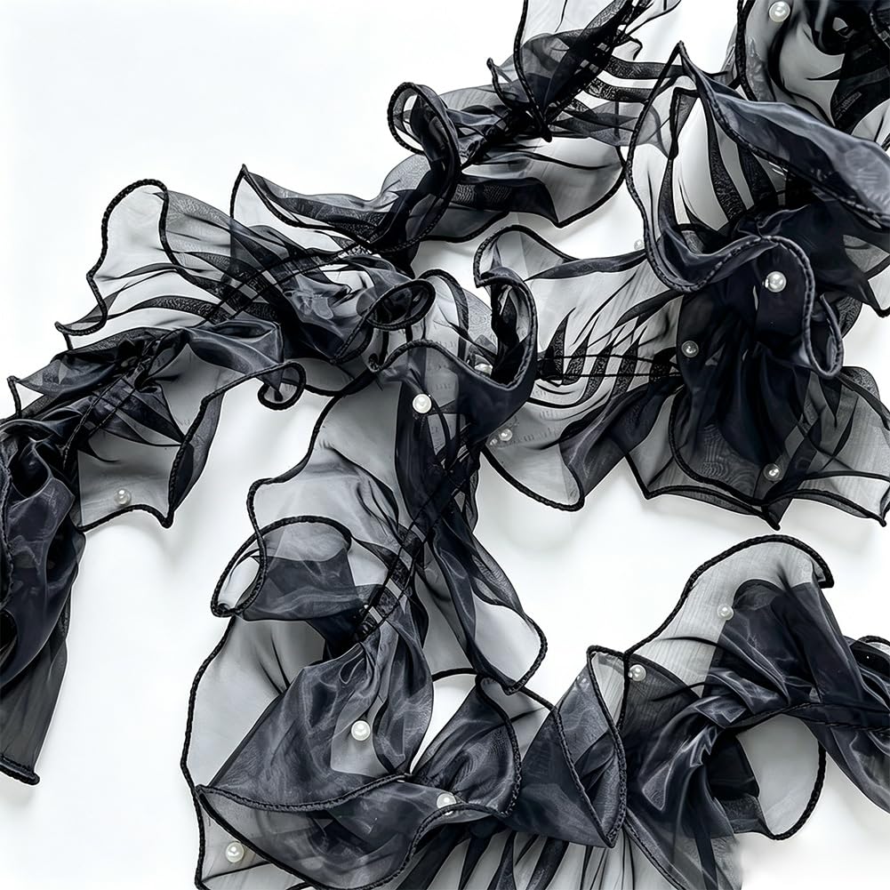 Cinta de organza plisada, 11 cm x 3 m, cinta de volantes, cenefa de encaje de organza