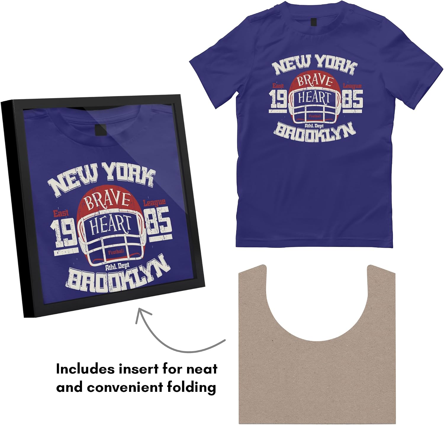 Americanflat T-Shirt Frame - 13.5x13.5 Frame with Shatter-Resistant Glass and Folding Insert - All-Star Collection - Black Tshirt Frames for Wall Display - Ideal for Sports Memorabilia or Graphic Tees