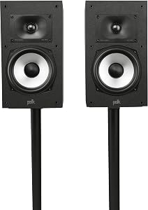 Polk Audio Monitor XT20 Regallautsprecher, Stereolautsprecher, Surround Lautsprecher, Hi-Res Zertifiziert, Dolby Atmos und DTS:X kompatibel (Paar) – Schwarz