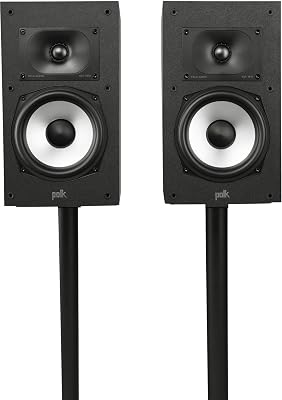 Polk Audio Monitor XT20 Regallautsprecher, Stereolautsprecher, Surround Lautsprecher, Hi-Res Zertifiziert, Dolby Atmos und DTS:X kompatibel (Paar) – Schwarz