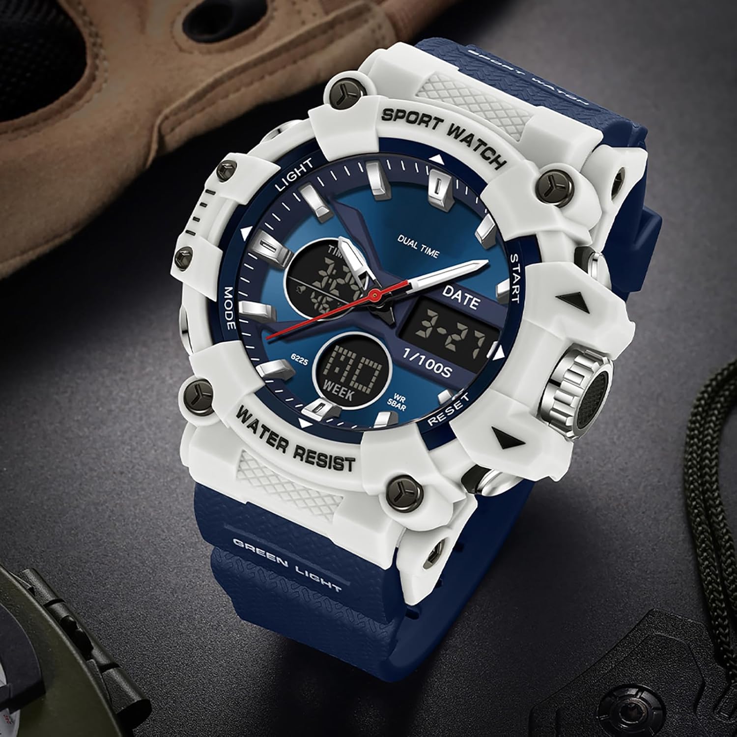 findtime Mens Watches Sports Outdoor Watch for Men with Date Analog Digital LED Backlight Wristwatch Waterproof - Image 2