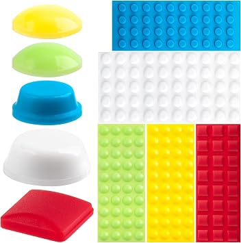 194PCS Bump Dots for Low Vision, 5 Sheets Multiple Sizes Square Round Dot Visually Impaired Aids, Raised Braille Aids Anticollision Tactile Stickers for Blind, Low Vision, Elderly 5 Colors