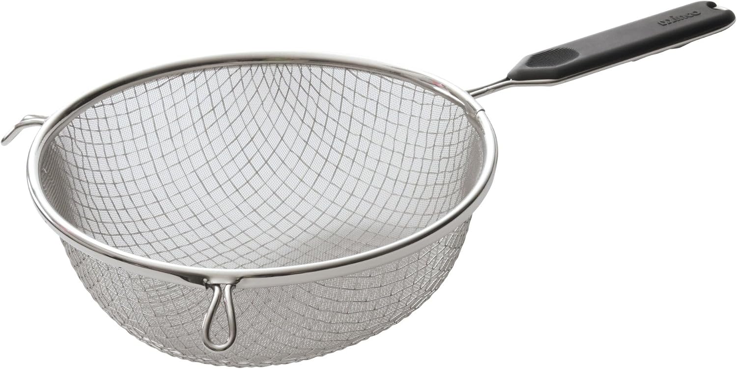 Winco 8" Stainless Steel Mesh Strainer, Bowl, Double Fine Mesh, Stainless