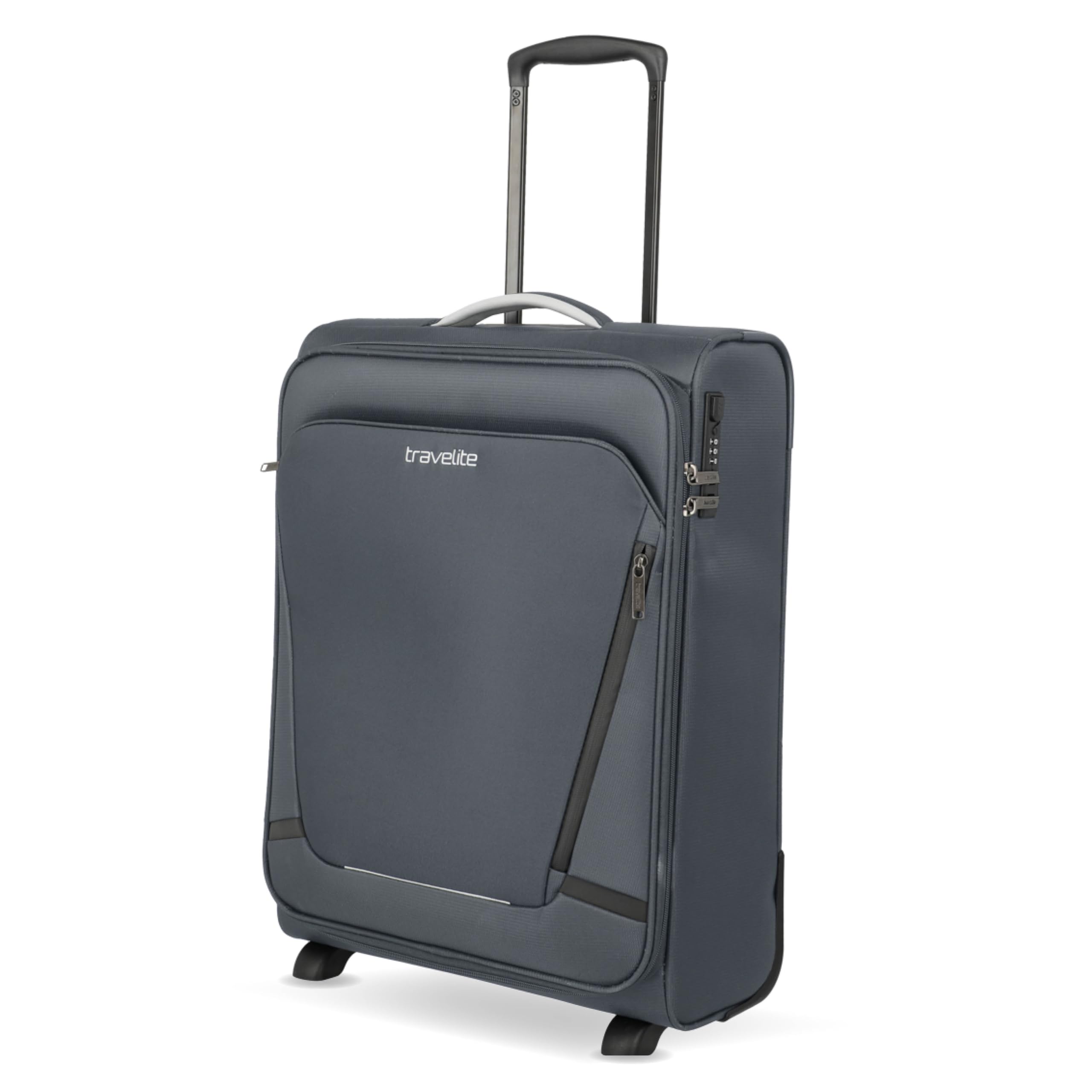 Travelite Jetpack Handgepäck Koffer 55x40x20 cm, für Ryanair & Condor, 2,2 kg, leichtes Weichgepäck, 2-Rollen, Zahlenschloss, aufsteckbarer Trolley