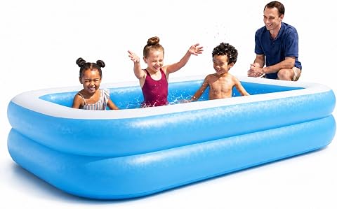 Bestway Aile Tipi ve Çocuklar için Uygun Şişirilebilir Dikdörtgen Yüzme Havuzu, Mavi, 2.62 m x 1.75 m x 51 cm, 778 L