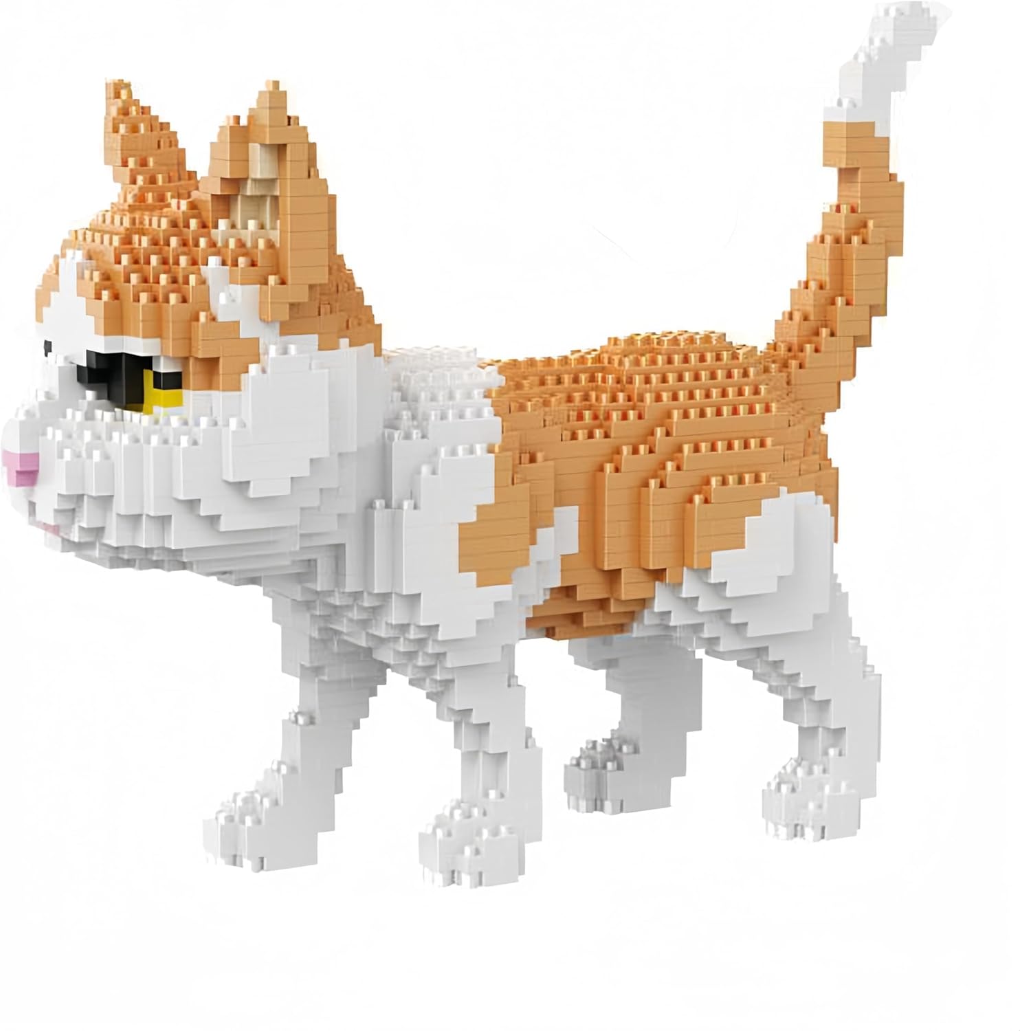 Mini Cat Building Blocks Set - Yellow Cat Micro Bricks 1400PCS for Adults, Collectible Toy for Cat Lovers, The Elegance of Life Gift Decorations Choice