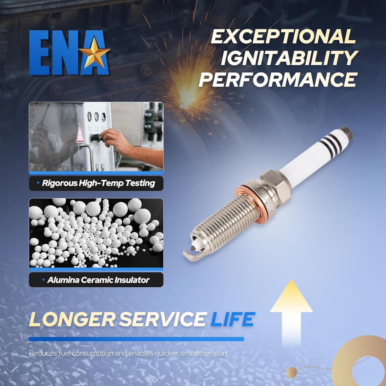 ENA Set of 4 Iridium Platinum Spark Plug for 92725 Compatible with Mercedes-Benz C300 C350e CLA250 GLA250 E300 GLC300 Sprinter Freightliner Sprinter 1500 2500 Infiniti Q50 Q60 QX30 for SILZKFR8E7S