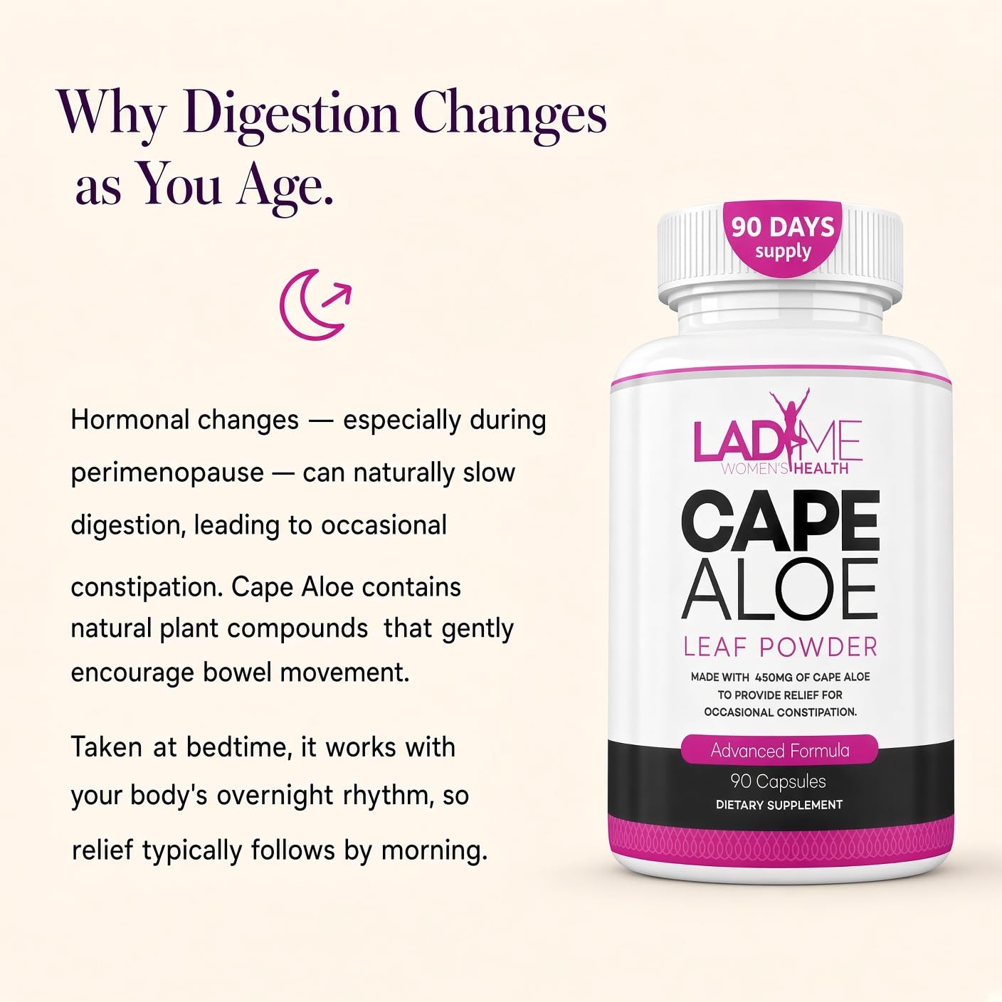Ladyme Pure Cape Aloe 450mg Laxative Capsules for Women, 90 Count — Amazon image 3