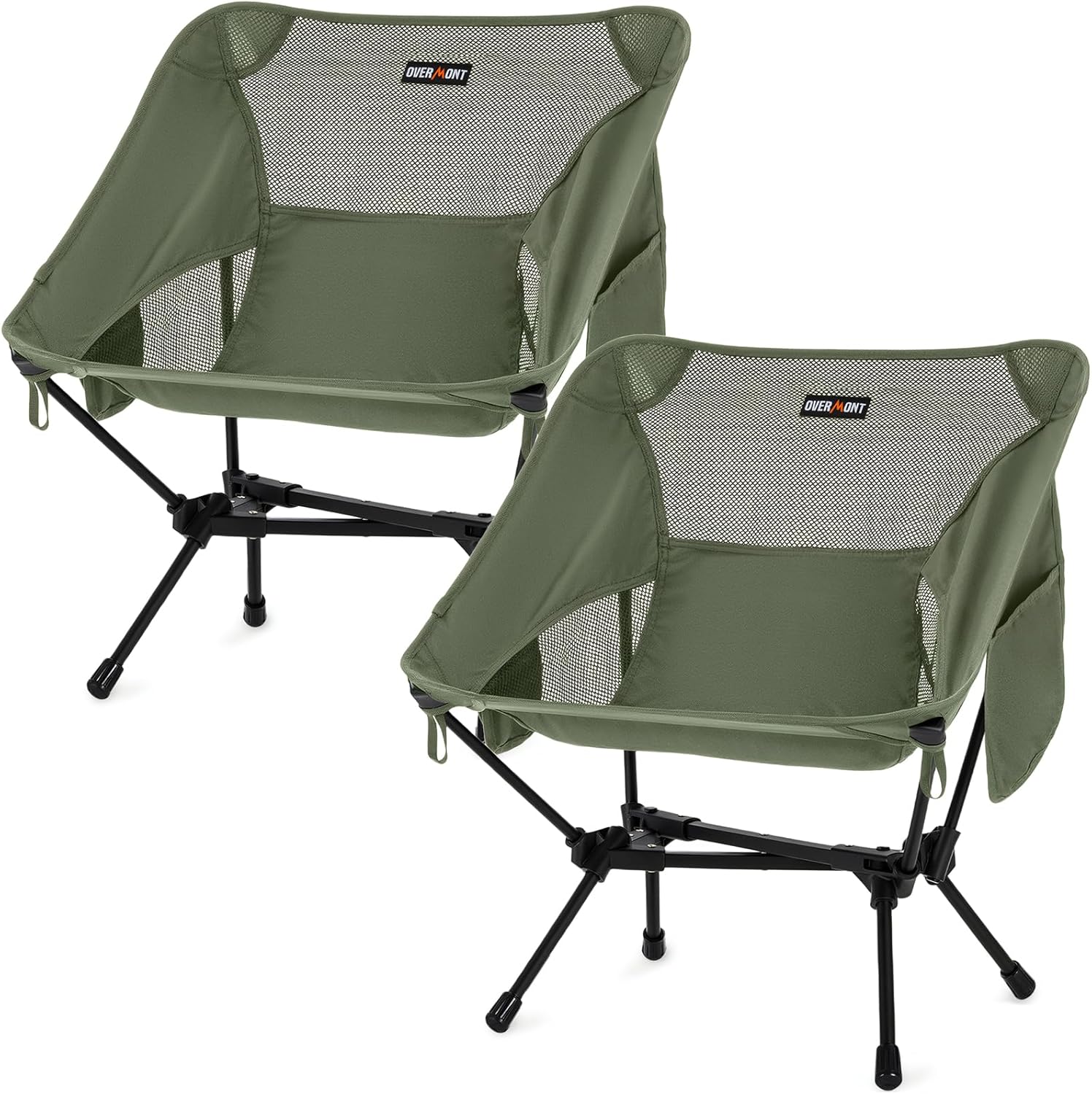 Overmont Silla de camping portátil ultraligera, silla plegable ligera, soporta hasta 330 libras, silla de playa compacta para adultos con bolsa de