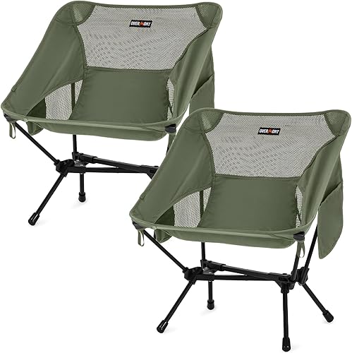 Overmont Silla de camping portátil ultraligera, silla plegable ligera, soporta hasta 330 libras, silla de playa compacta para adultos con bolsa de