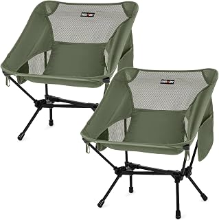 Overmont Ultralight Portable Camping Chair- Lightweight Folding Backpacking Chair, Support up to 330Lbs Compact Beach Chair for Adults with Carry Bag for Backpack Hiking Fishing Outdoor Camp 2pcs