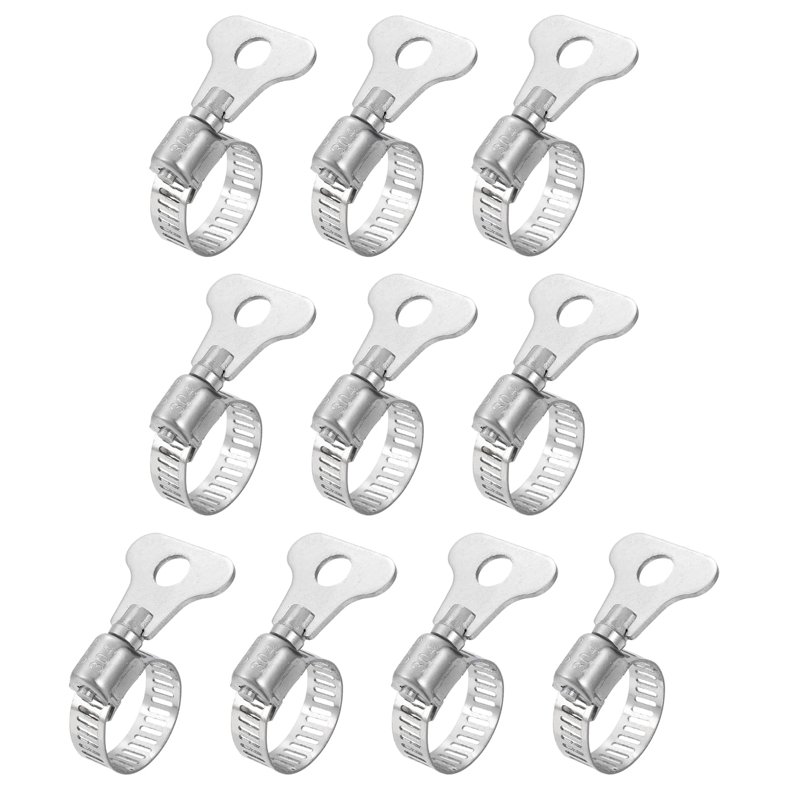 sourcing map 10pcs Hose Clamps 13-19mm(0.5"-0.7") Adjustable 304 Stainless Steel Worm Gear Hose Clips Assortment Kit for Plumbing Dryer Vent Automotive Dust Collector