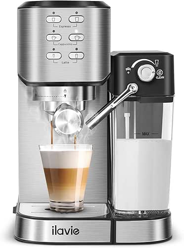 Espresso Machine 20 Bar, 6-in-1 Espresso Coffee Machine Built-In Milk