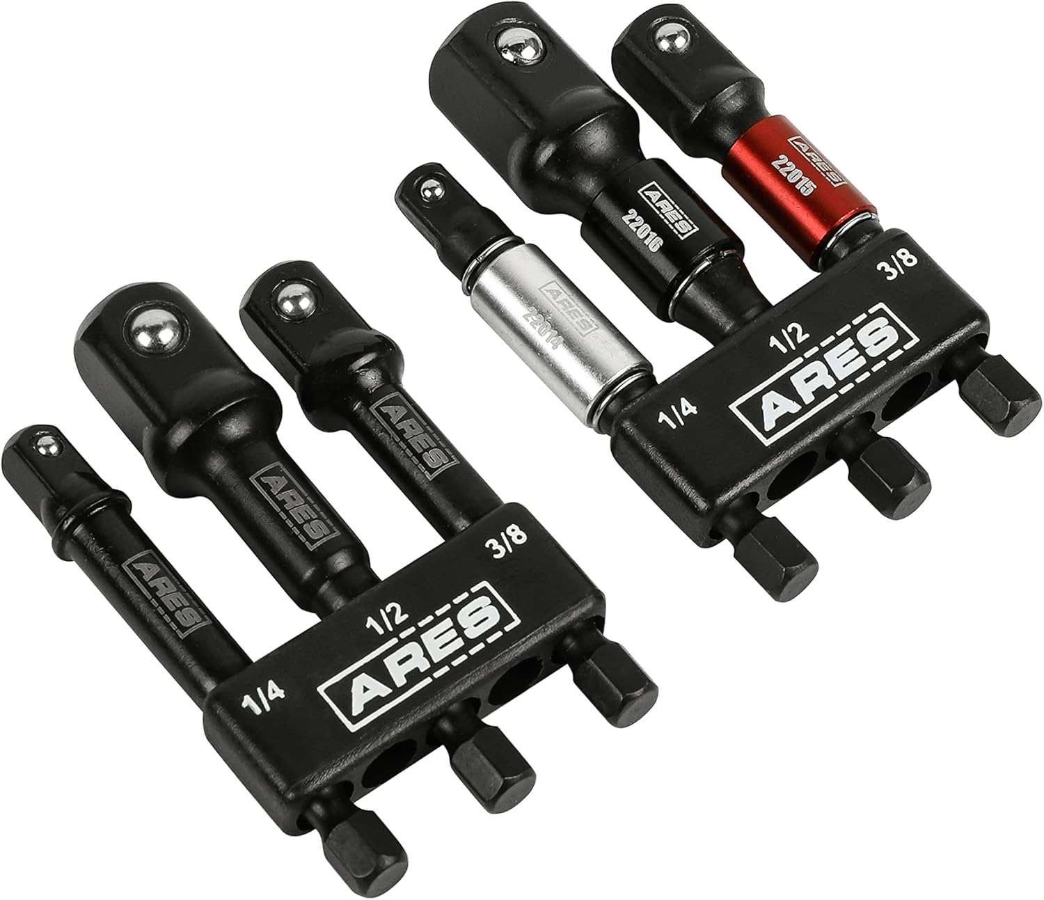 ARES 22020 - 6-Piece 3-Inch Impact Grade Socket Adapter Set - Spin Sleeve and Standard Adapters - Turns Impact Drill Drivers into High Speed Socket Drivers - 1/4-Inch, 3/8-Inch, and 1/2-Inch Drive : Tools & Home Improvement