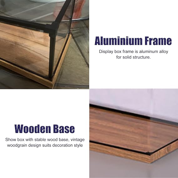 Clear Acrylic Boxes with Metal Frame, Alternative Glass Box for Collectibles/Miniatures, Dustproof Stackable Desktop Decoration Boxes(L70xW70xH30cm/28x28x12)