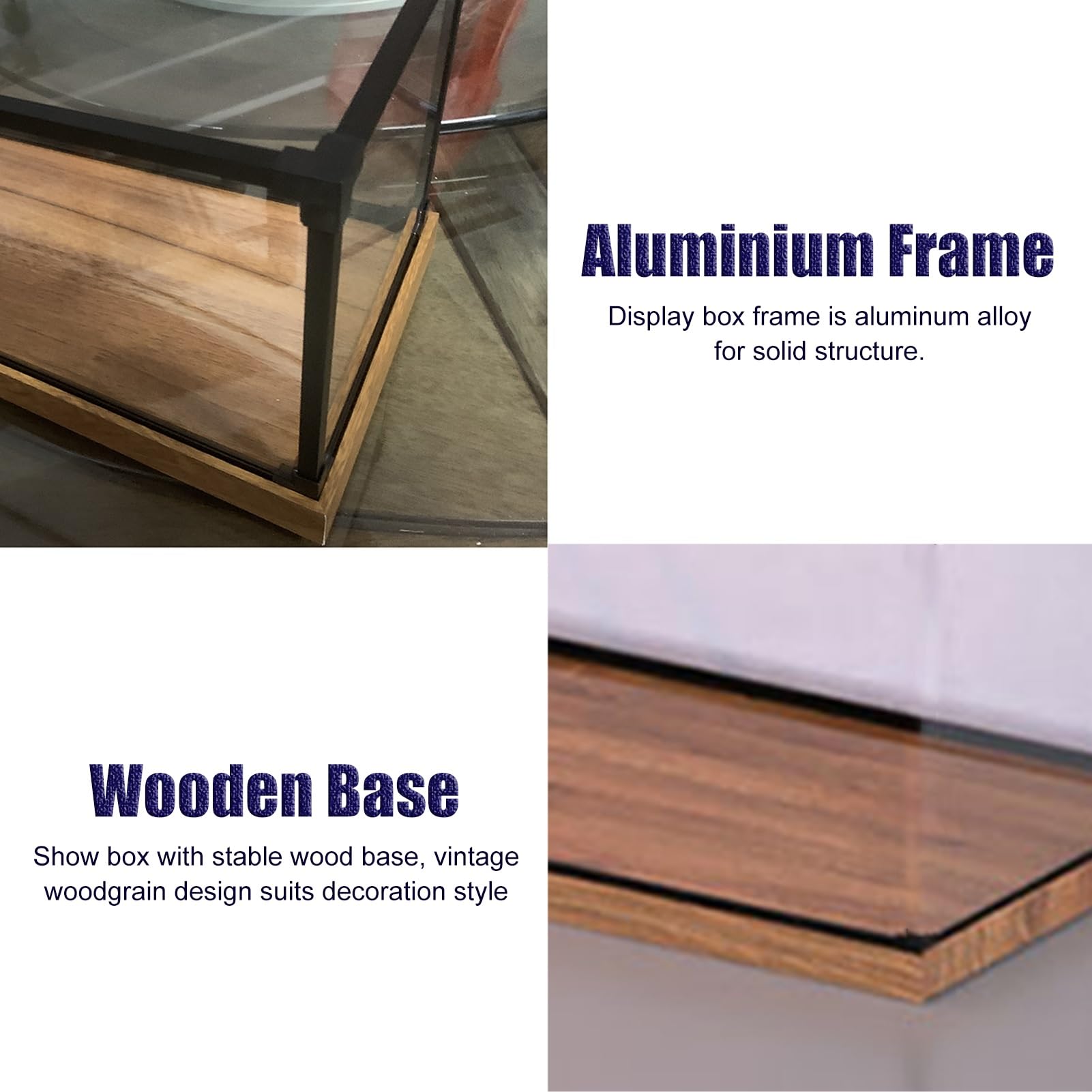 Teca Plexiglass Espositore in Acrilico per Modellini di Auto con Struttura in Metallo, Espositore in Plastica Antipolvere con Base in Legno, Vetrina Impilabile per Più Oggetti da Collezione(L35xW50xH3