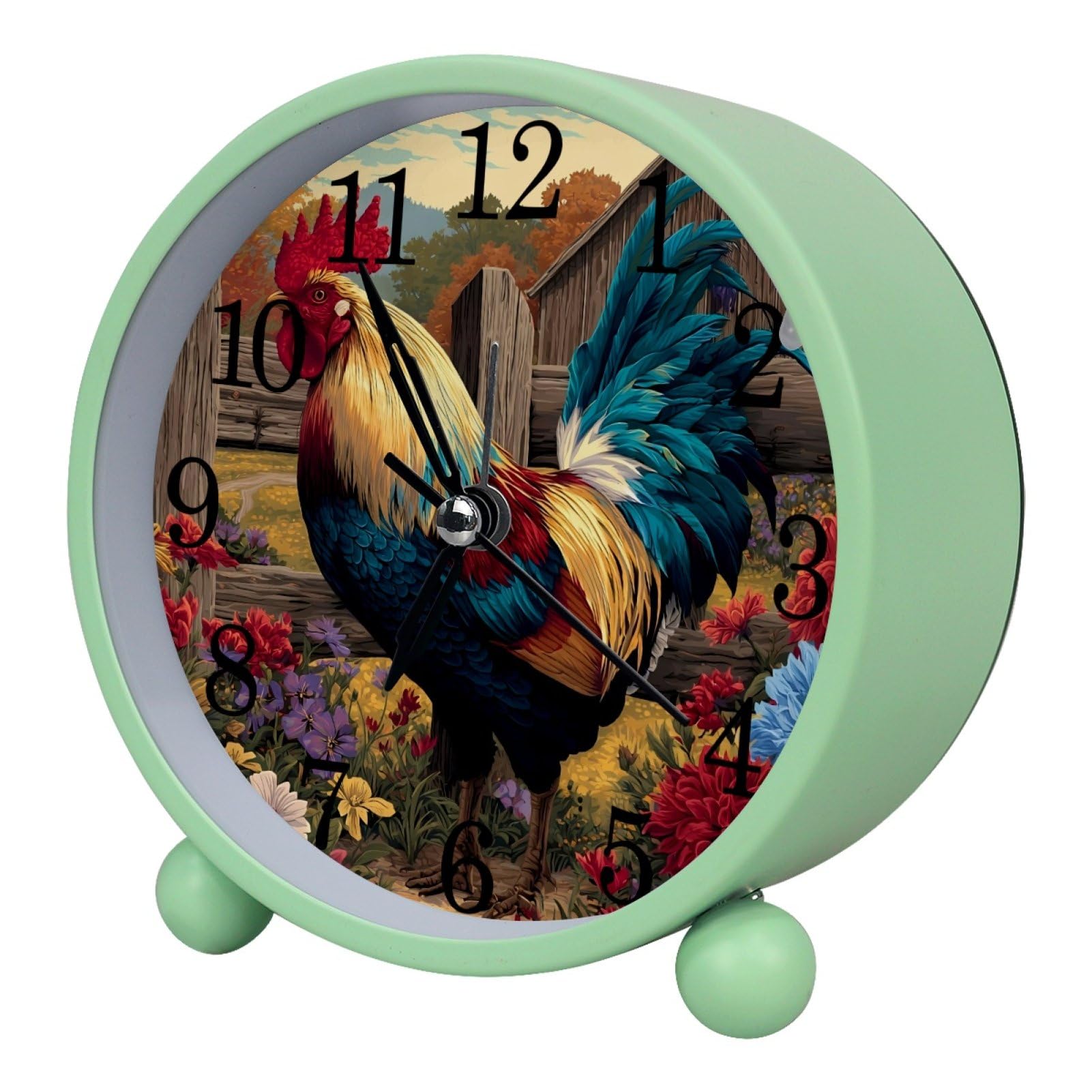 etoenbrc 10.9" Alarm Clock for Kids,Small Battery Operated Clock, Slient Plastic Table Clock for Living Room Decor,Bedroom,Office, Rooster