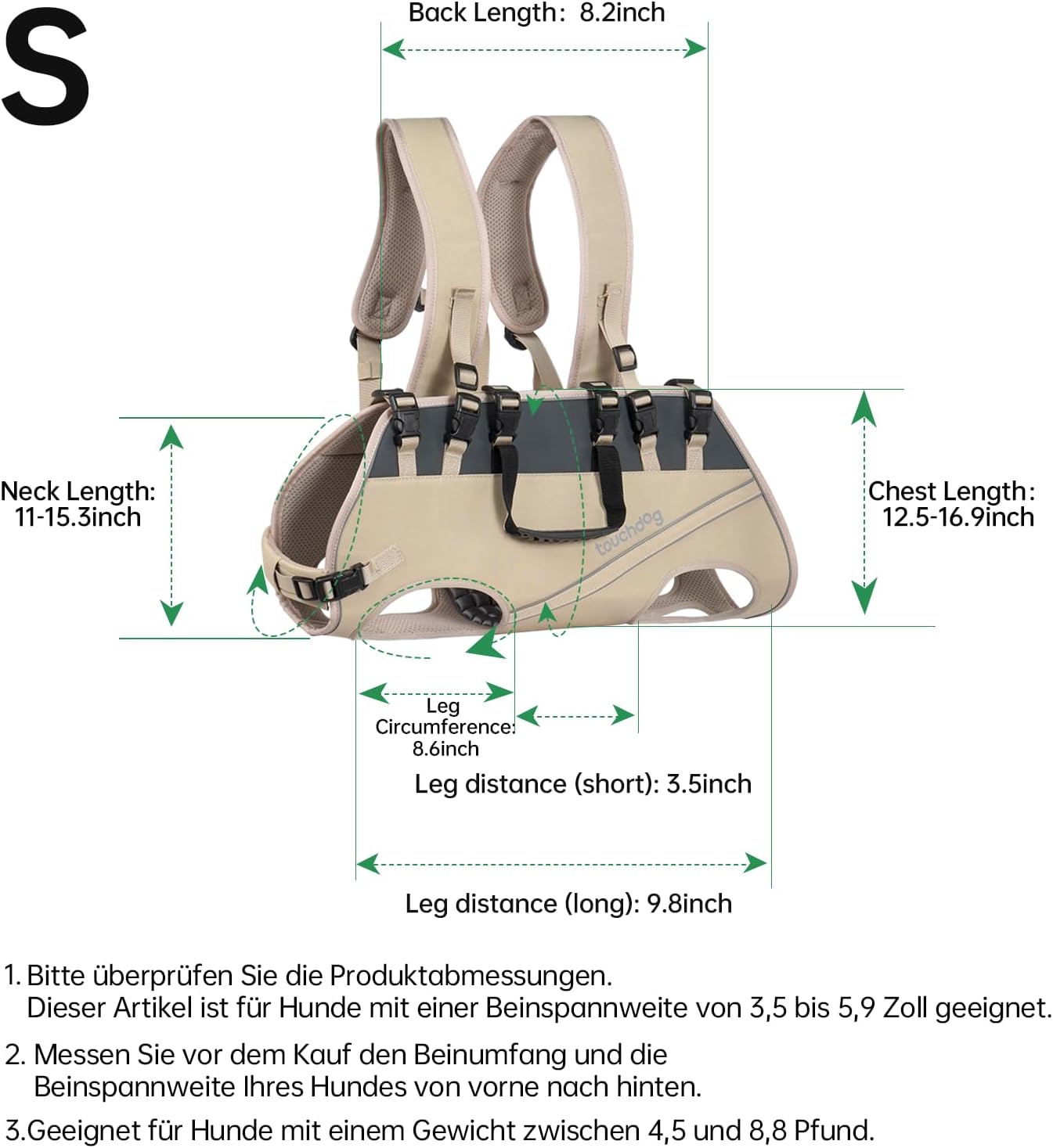 Dog Backpack Carrier for Large Dogs - Hands-Free Pet Travel Pack with 6-Point Safety System, Waterproof & Reflective Design for Motorcycle, Hiking, Surfing (Khaki Color, Small)