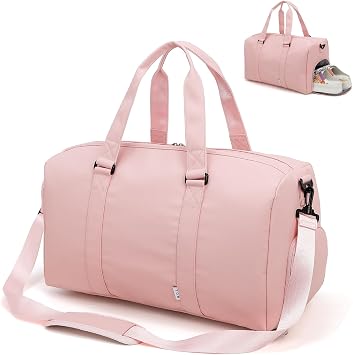 NOL Waterproof Gym Duffle Bag for Men & Women with Shoe & Wet Compartments, Multiple Pockets, Adjustable Shoulder Strap for Sports, Travel, Fitness, Workout & Hospital Use, Pink