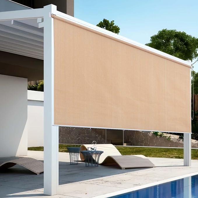 Cortina Roller para Exteriores Beige 8'Wx8'H miniatura 6