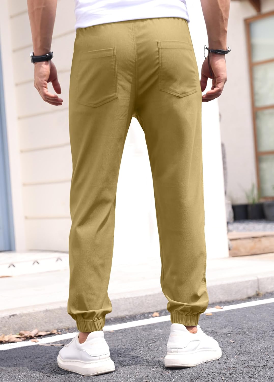 Askdeer Mens Casual Joggers Pants - Drawstring Cargo Pants Hiking Outdoor Twill Track Jogging Sweatpants - Image 5