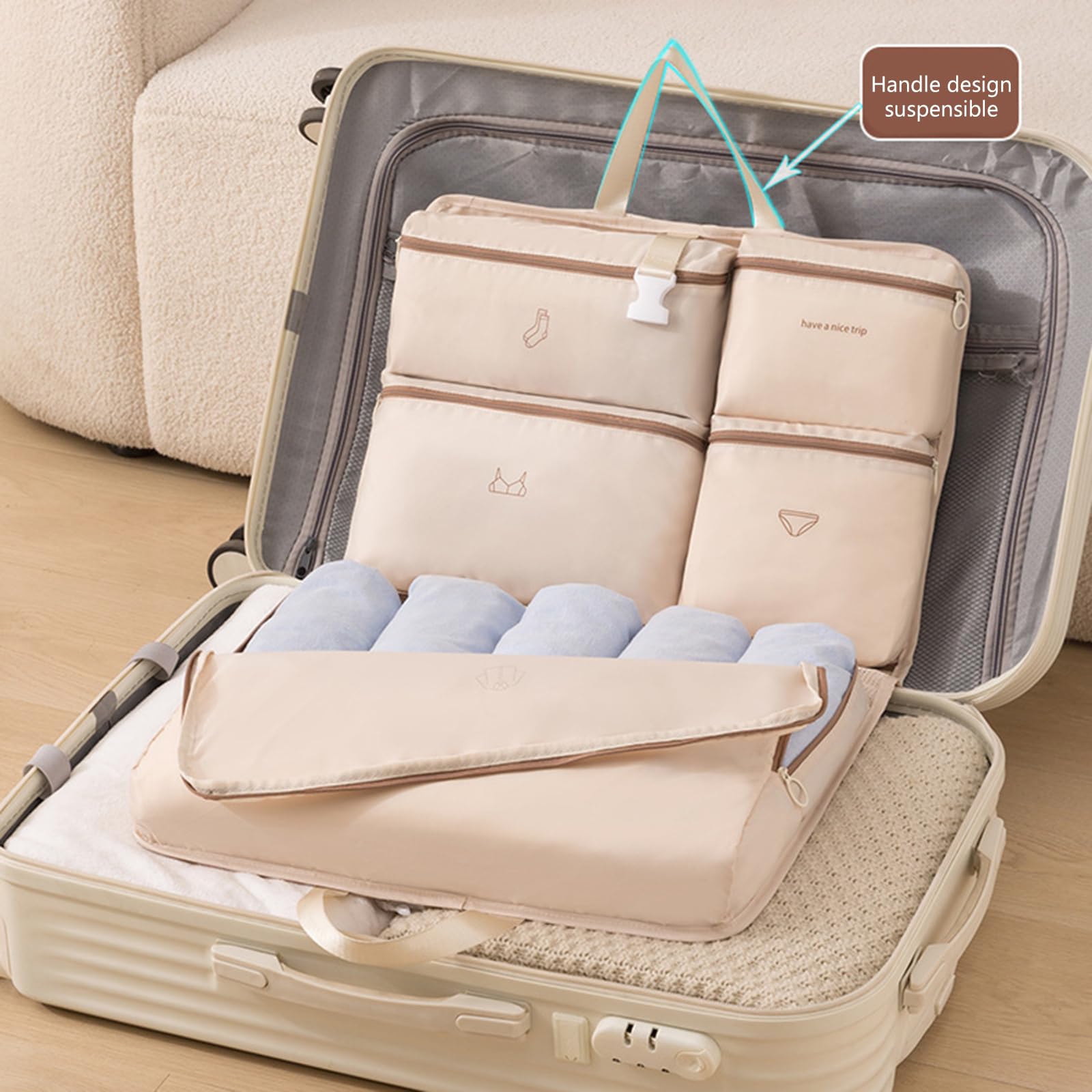 Borsa da viaggio multiuso da appendere robusta organizer per vestiti e accessori con design a più strati