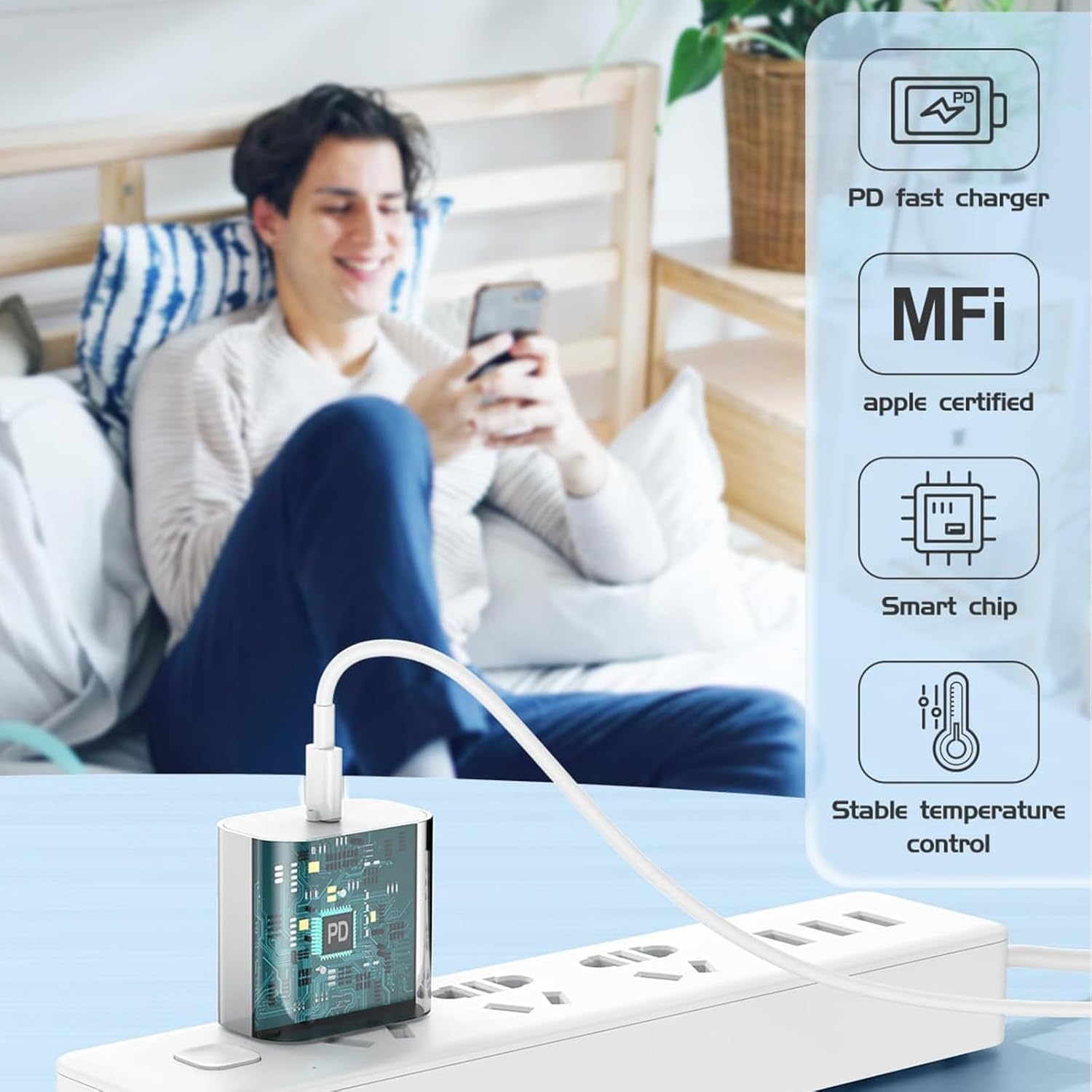 iPhone Fast Charger[MFi Certified],iPhone Fast Charging Cube 2Pack USBC Charger Block with 10FT Long USB C to Lightning Cable Quick Charging i Phone Cord for i Phone 14/13/12/11 Pro Max/Xs/XR,AirPods