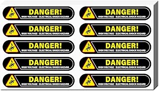 CREATCABIN 8 Sheets DANGER Warning Stickers Mini PVC Coated Self Adhesive Stickers Waterproof Caution Sign Safety Danger Voltage Decals Black/Yellow 174x276mm-High Voltage Electrical Shock Hazard