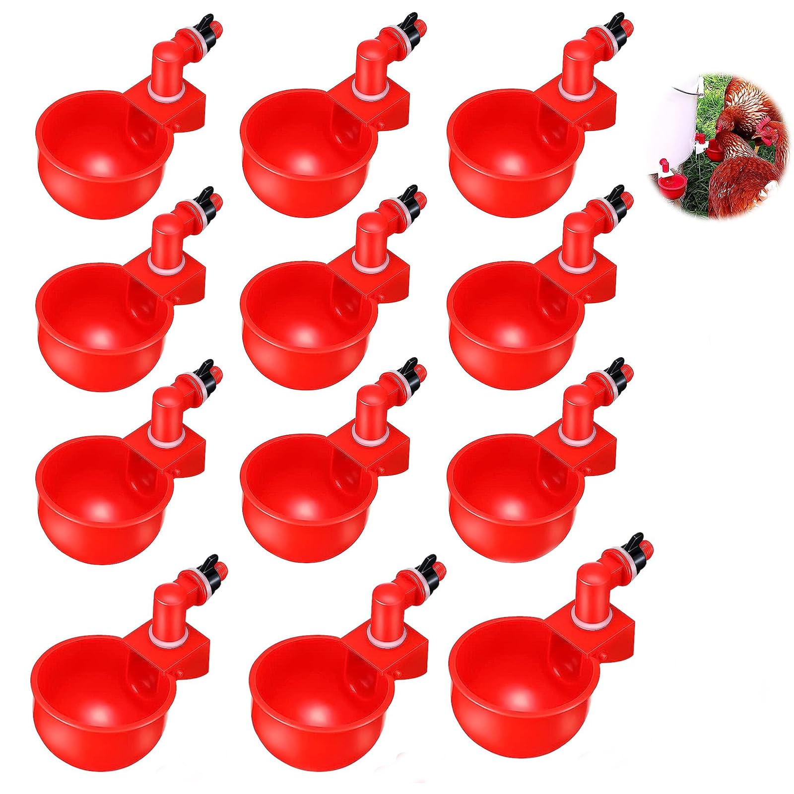 Chicken Drinker,RoadLoo 12 Pcs Automatic Chicken Drinker Cups Automatic Poultry Cup Automatic Poultry Drinker Chicken Water Feeder for Chicks Ducks Quail Birds Water Dispenser