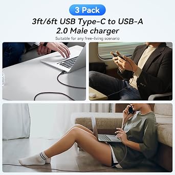 3-Pack/3FT USB-A to USB-C Charger Cable,Type C Charging Cable Nylon Braided for Huawei P20/P30,Samsung Galaxy S20 S11 S10 S9, LG,Sony XZ, Xiaomi,Google Pixel,and More