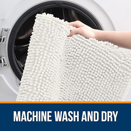 Miniatura 5 de OLANLY - Tapete de baño de 24 x 16 pulgadas, felpilla absorbente extrasuave, reverso de goma, secado rápido, lavable a máquina, para piso baño,