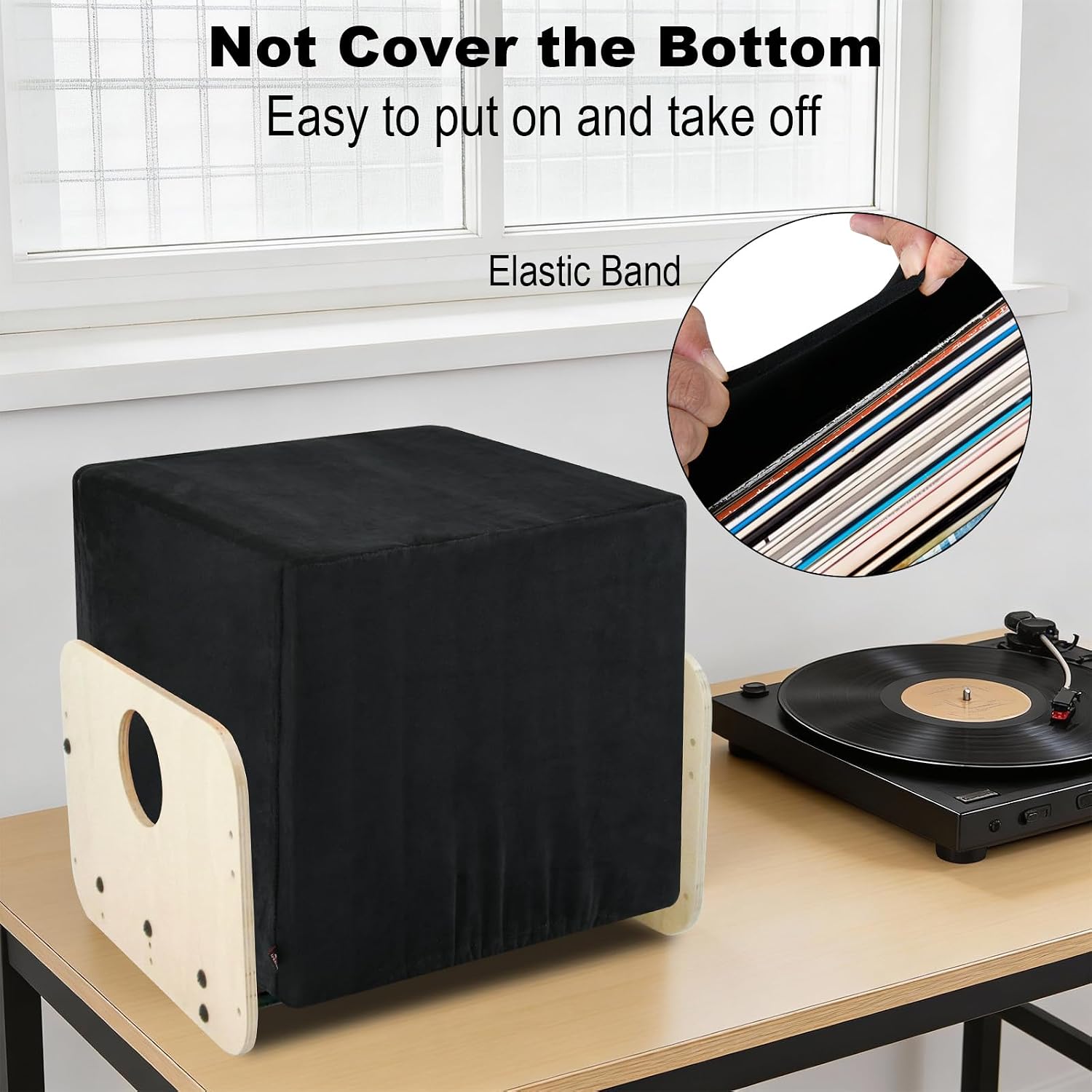 Vinyl Record Stretch Dust Cover, Fleece Spandex Protector Soft Album Protective Sleeve Storage Cover with Elastic Band for Multiple 12-Inch Vinyl Records image 5