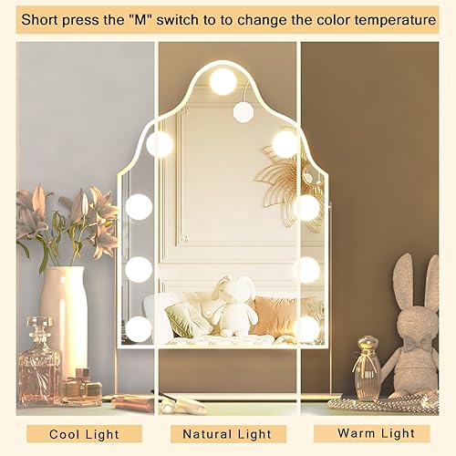 Miniatura 4 de Manocorro Espejo de maquillaje Hollywood con bombillas LED, espejo grande de maquillaje Hollywood, espejo iluminado de tocador, 3 modos de