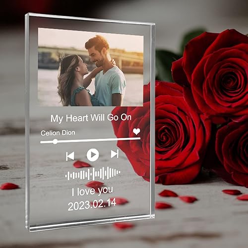 Miniatura 5 de Hapelf Placa de canción acrílica personalizada cubierta de álbum de fotos personalizada código QR regalos personalizados para niños niñas amigos día