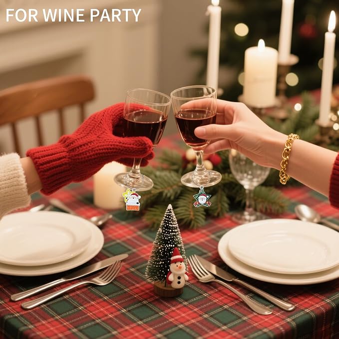 Lot De 30/20 Charmes Noël Verres à Vin – Marqueurs De Boissons En Alliage Zinc, Thème Festif Pour Cocktails, Champagne & Soirées