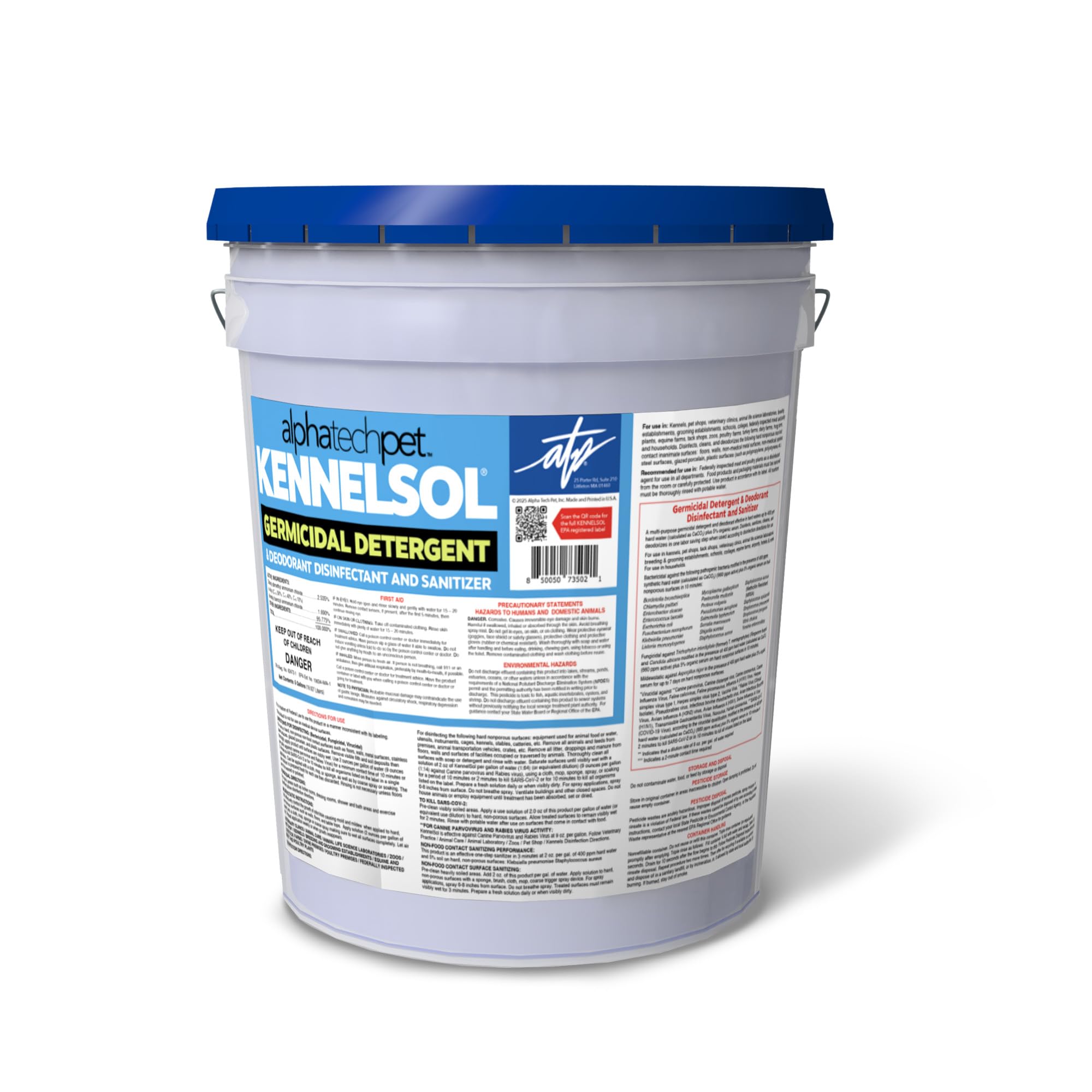 ATP KennelSol 1-Step Kennel Cleaner - 5 Gallons Liquid Disinfectant, Effective Against Bacteria and Viruses, Deodorizer Wintergreen Scent by Alpha Tech Pet