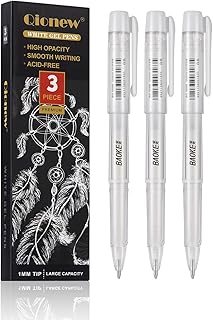 White Gel Pen Set, 1mm Gel Ink Pens Opaque White Archival Ink Pens for Black Paper Drawing, Sketching, Illustration, Card Making, Bullet Journaling