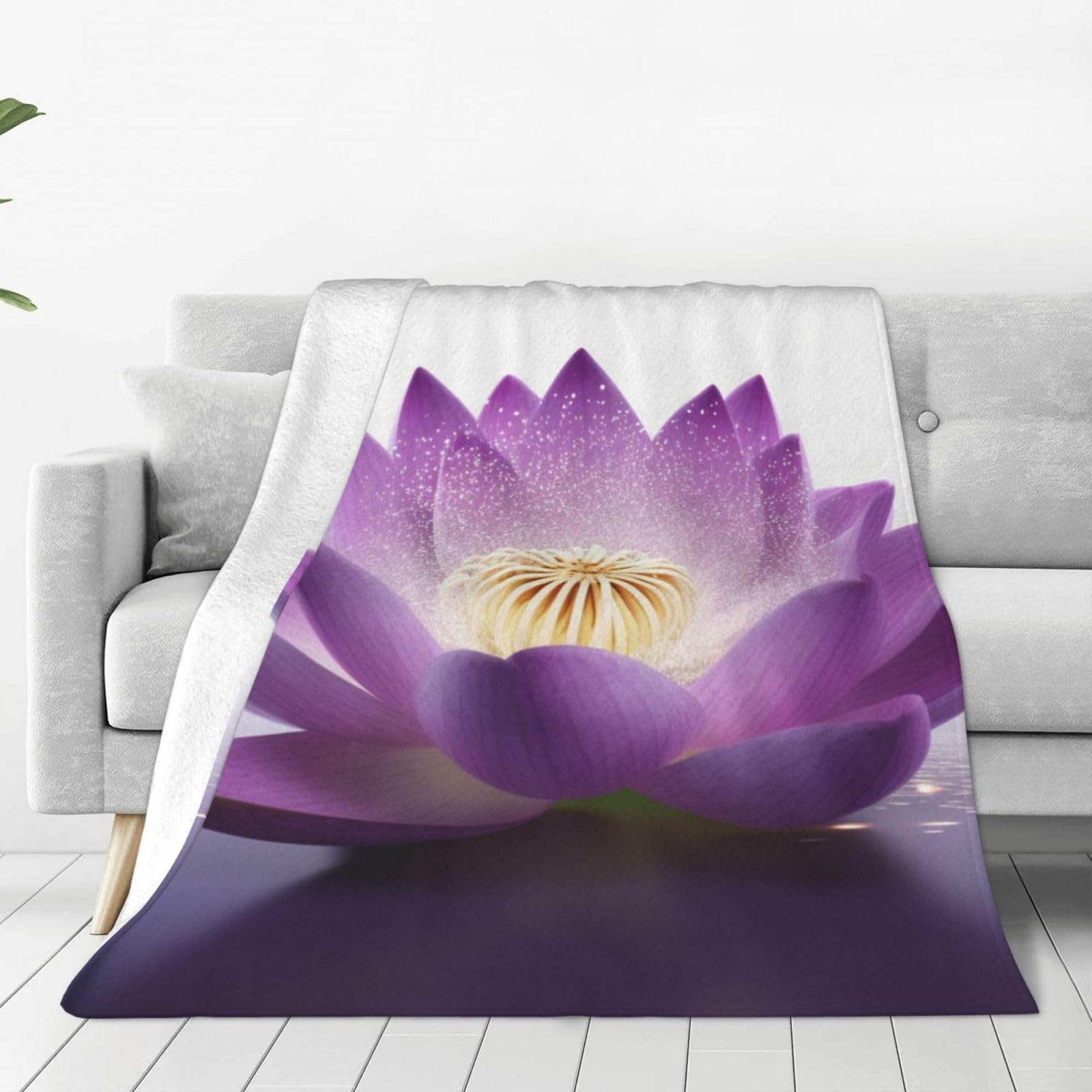 Plaid lotus violet 203x152 cm parfait pour cocooner dans votre canapé ou décorer votre chambre