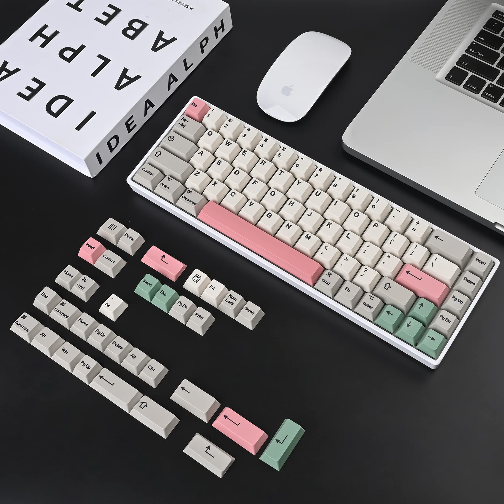 Guffercty - Kred - Lot de 158 touches rétro en PBT avec profil Cherry pour clavier mécanique à commutateur Cherry MX 60 %, style « 9009 »
