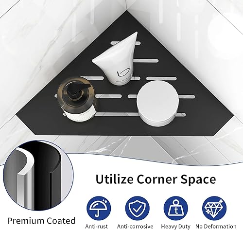 Miniatura 6 de Estante de ducha de esquina empotrado de 10 pulgadas, 2 paquetes, instalación de montaje en lechada con soporte para jabón, organizador de esquina