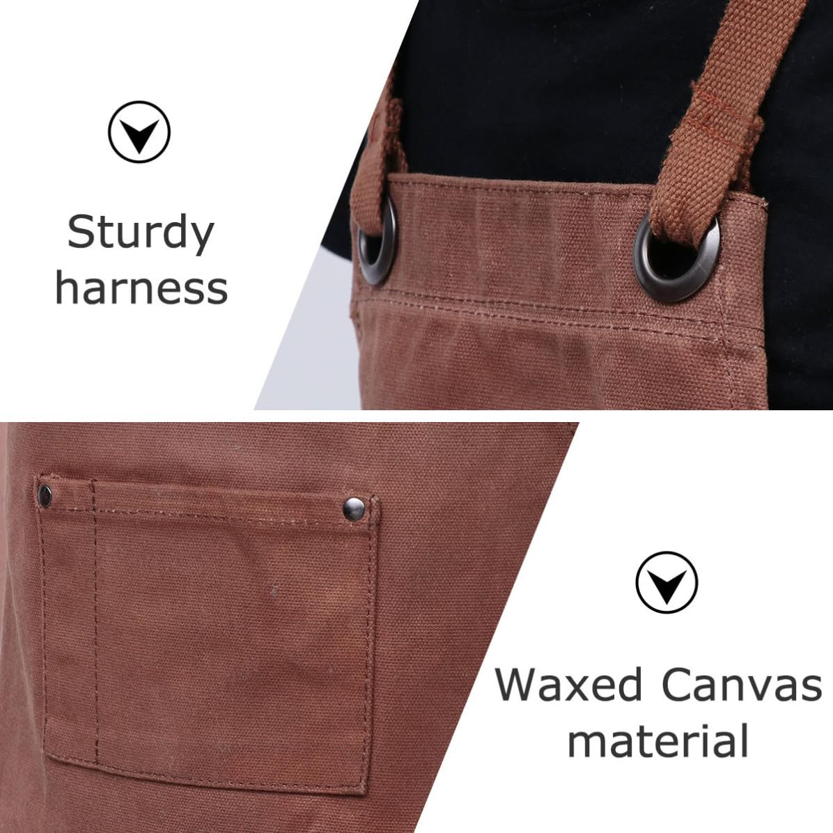 Milisten Holzbearbeitungsschürze für Herren aus Gewachstem Canvas mit Tasche und Dickem Kreuzträger Praktische Arbeitsschutzkleidung für Gartenarbeit und Handwerk