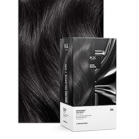 IGK Permanent Hair Dye Color Kit | 2N 00:00 - Black | 100% Gray Color Coverage | Ammonia Free
