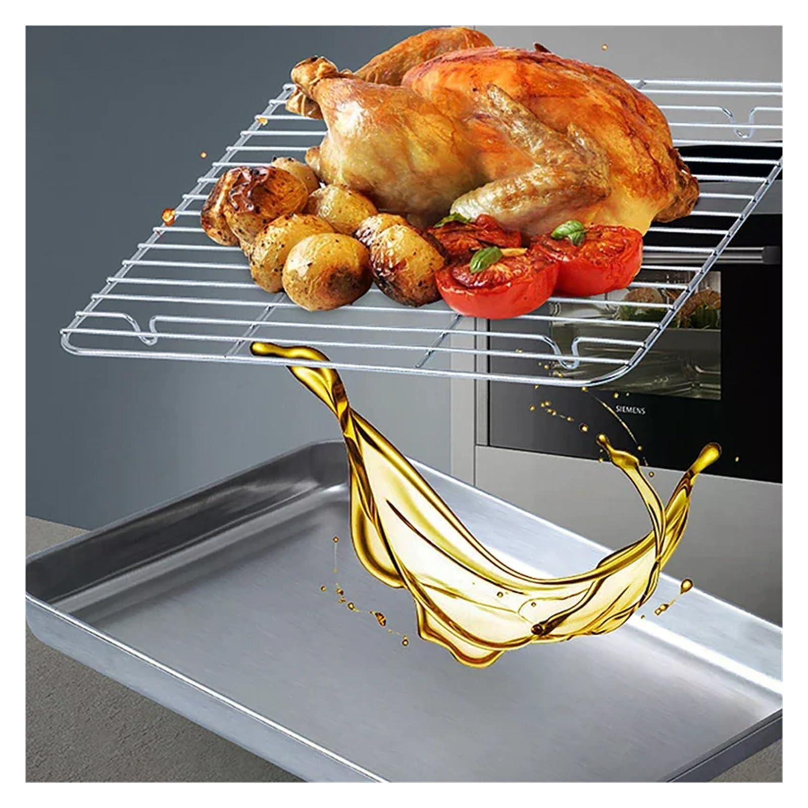 Bandeja for hornear de acero inoxidable con rejilla for pastel, barbacoa, horno enfriamiento extraíble, herramienta for cocinar y asar para Cocina(S)